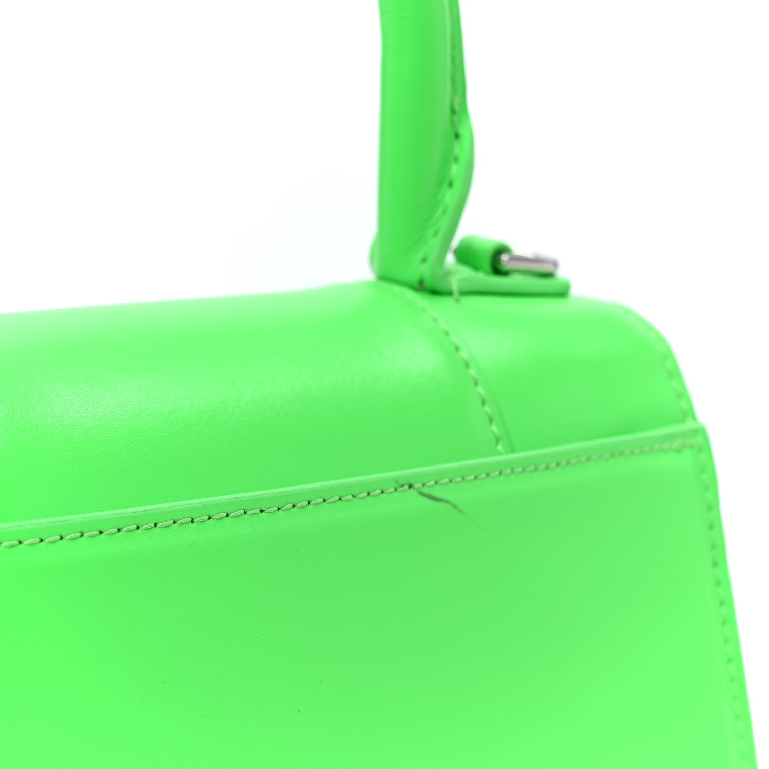Shiny Box Calfskin Hourglass Top Handle Bag XS Fluo Green
