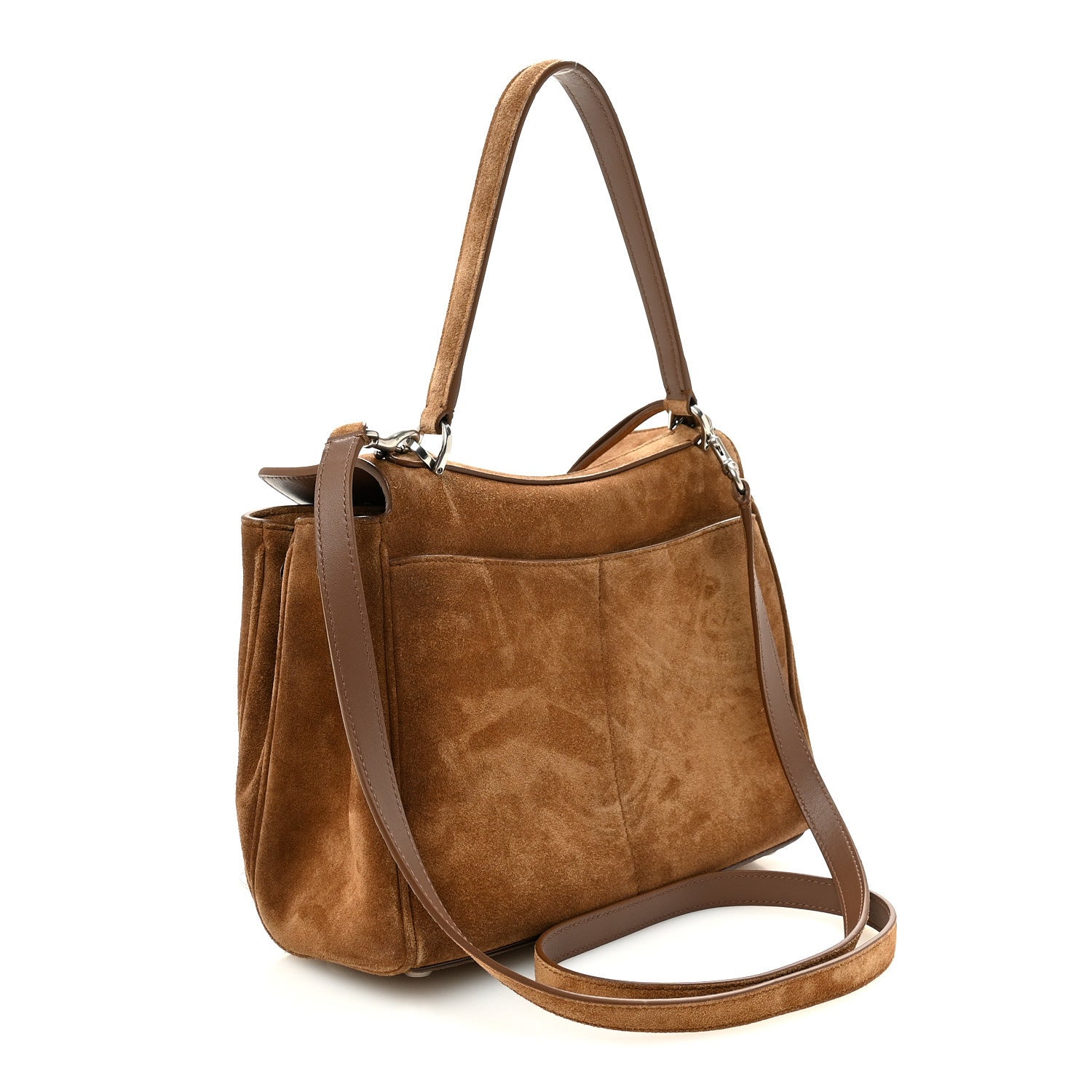 Waxed Suede Small Rodeo Top Handle Handbag Camel