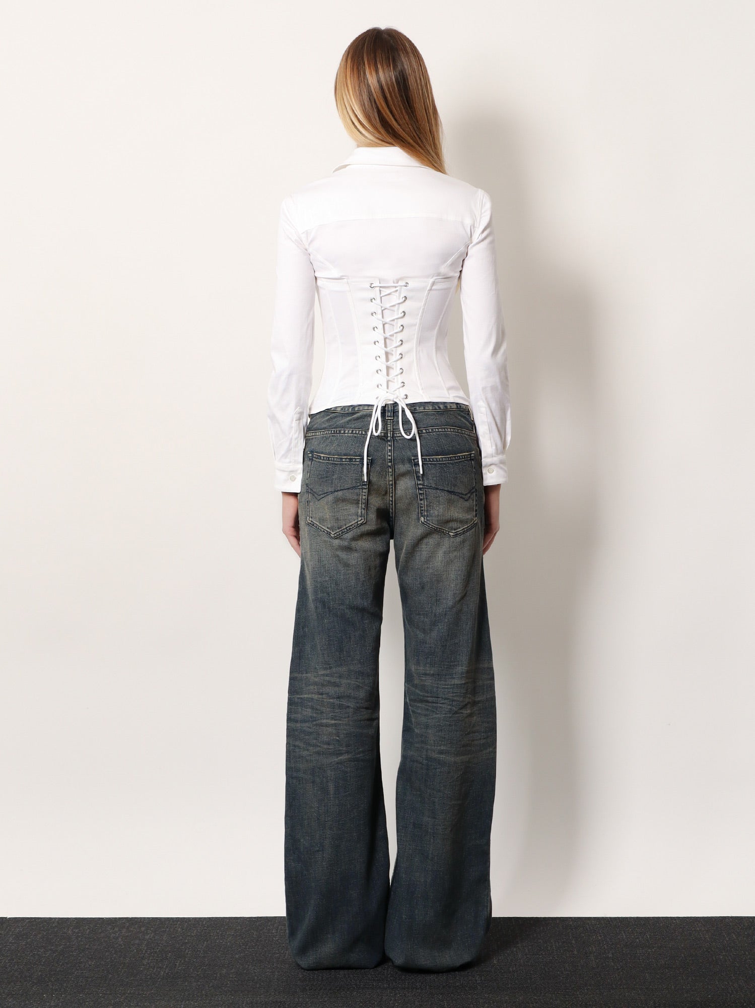 Balenciaga Women Curved Waist Pants Jeans