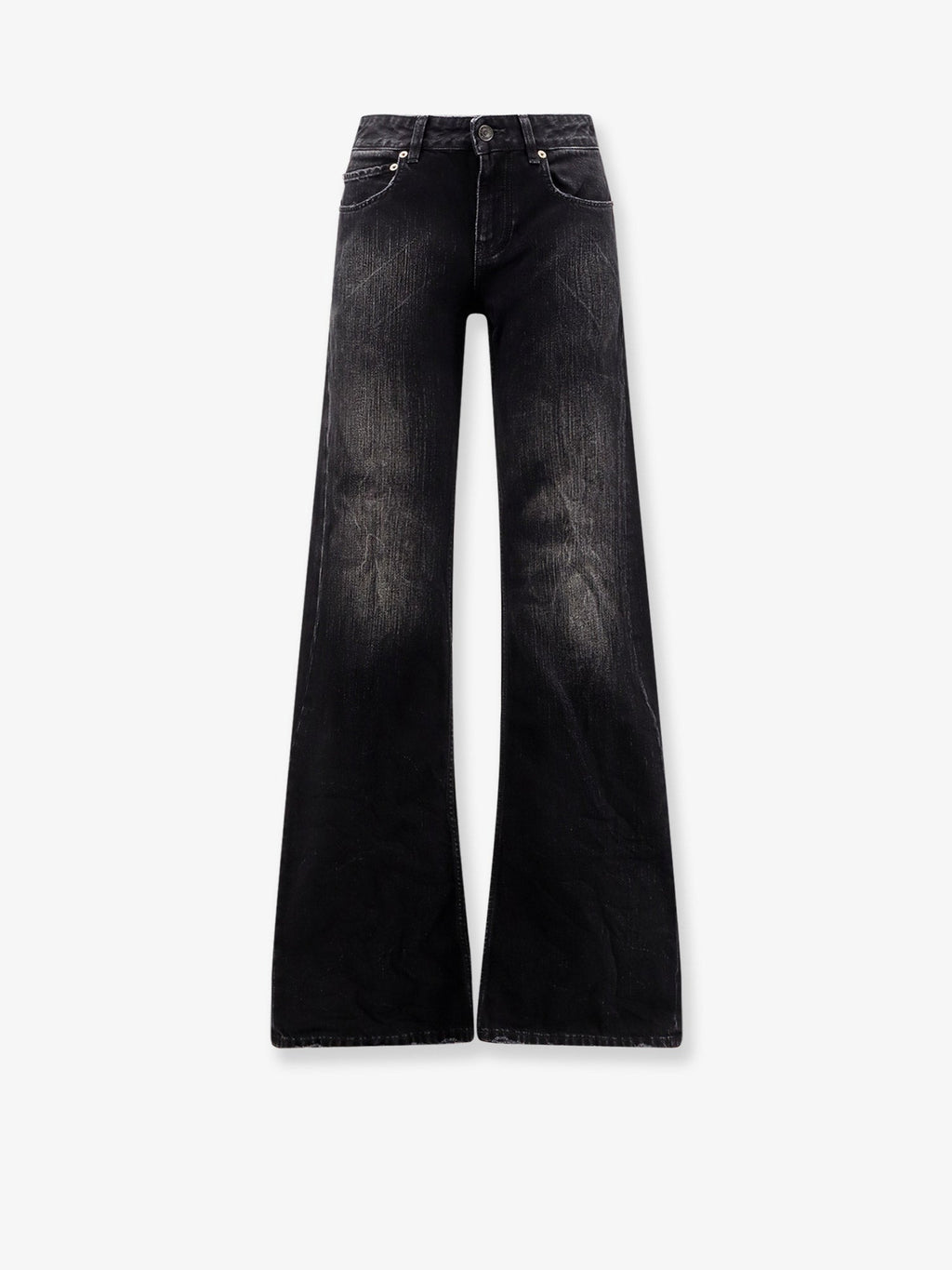 Balenciaga Women Wide Leg Black Denim Trousers