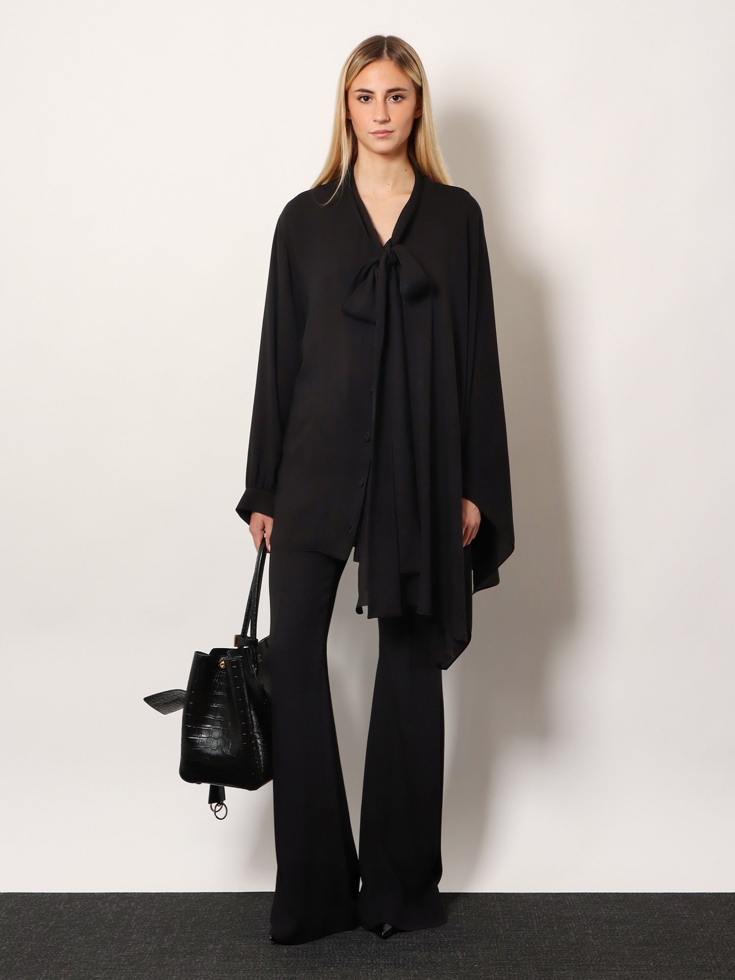 Balenciaga Women Viscose Trousers With Flared Bottom