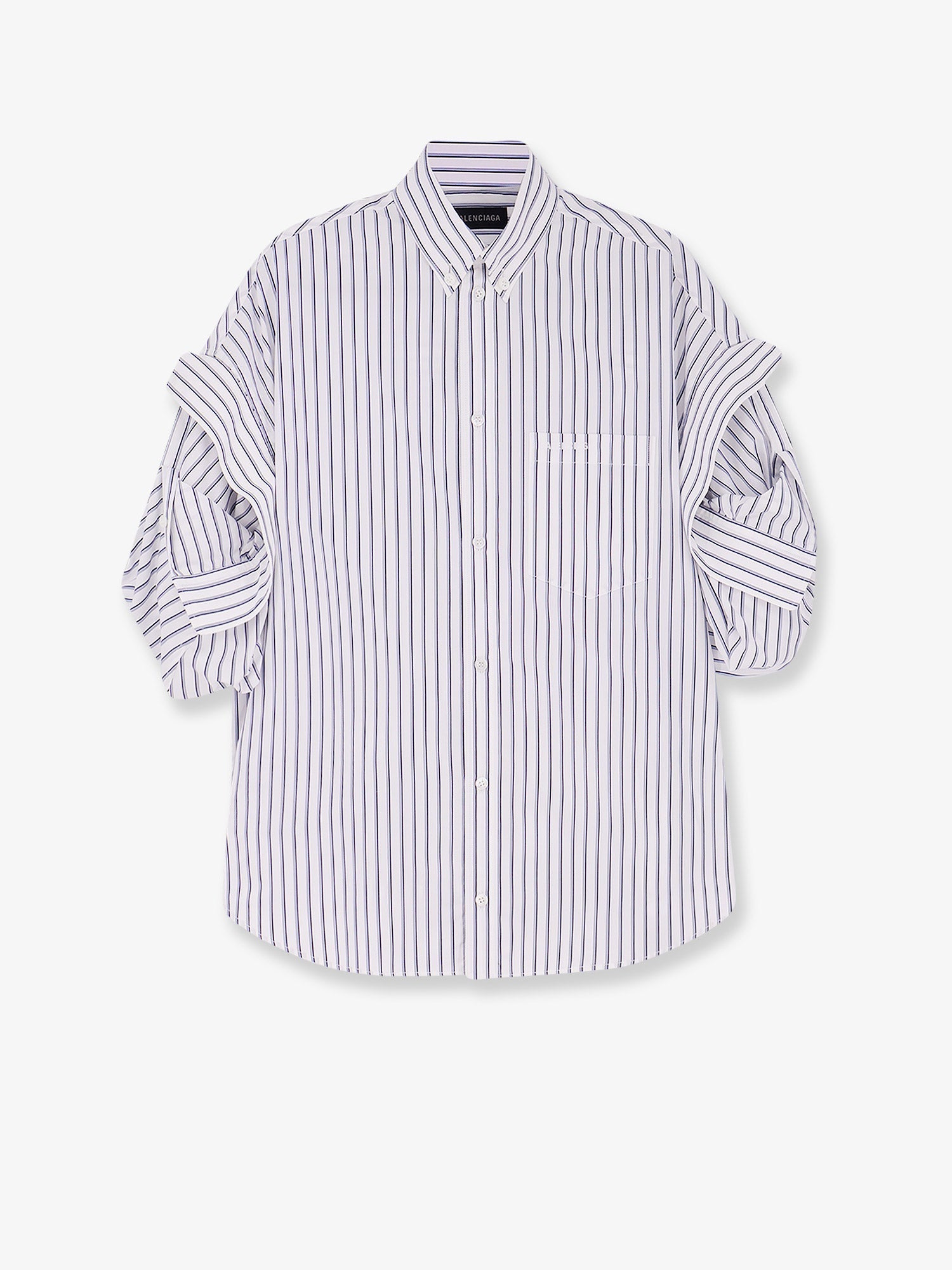 Balenciaga Tucked Sleeve Striped Cotton women Shirt White