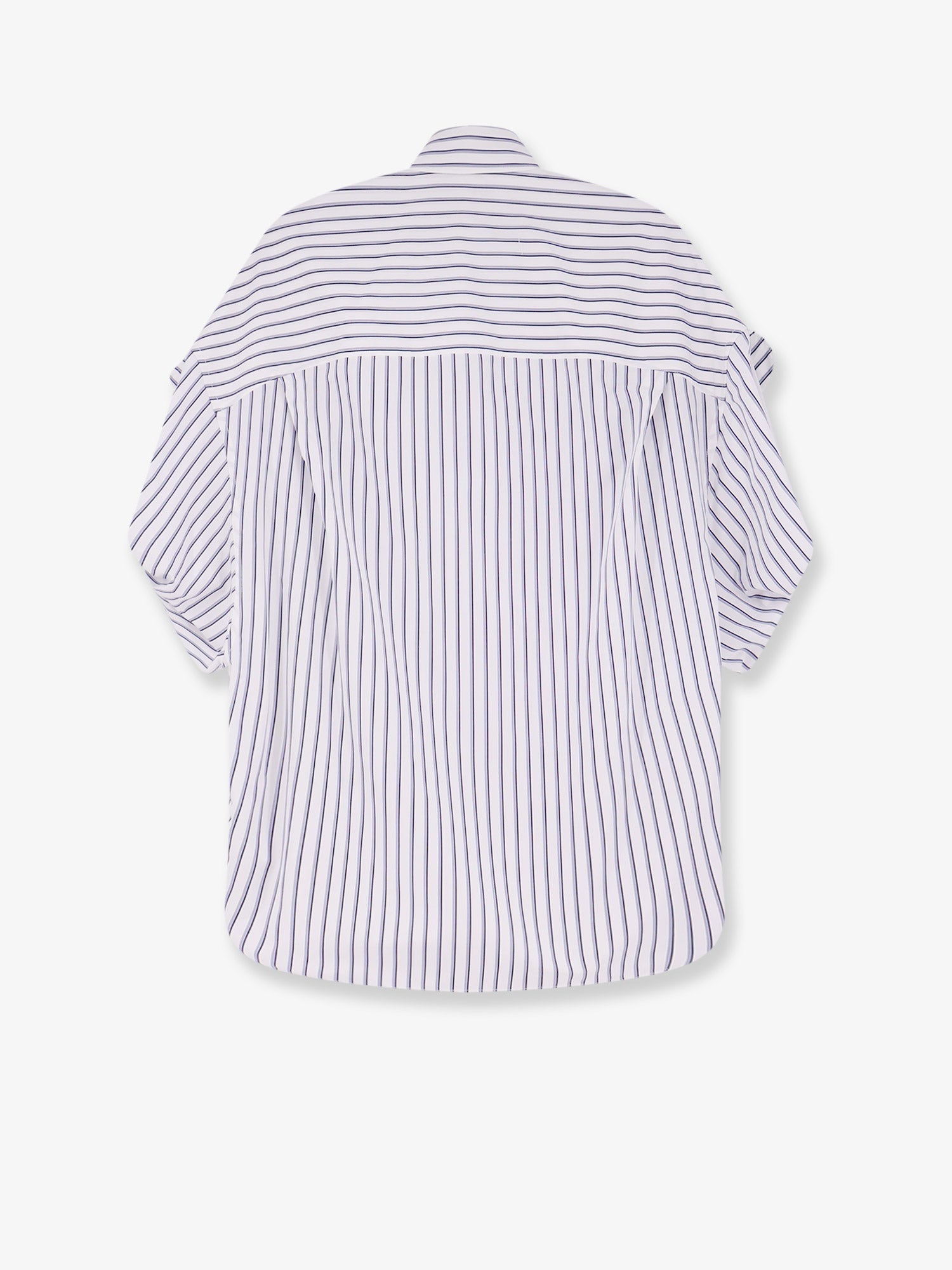 Balenciaga Tucked Sleeve Striped Cotton women Shirt White