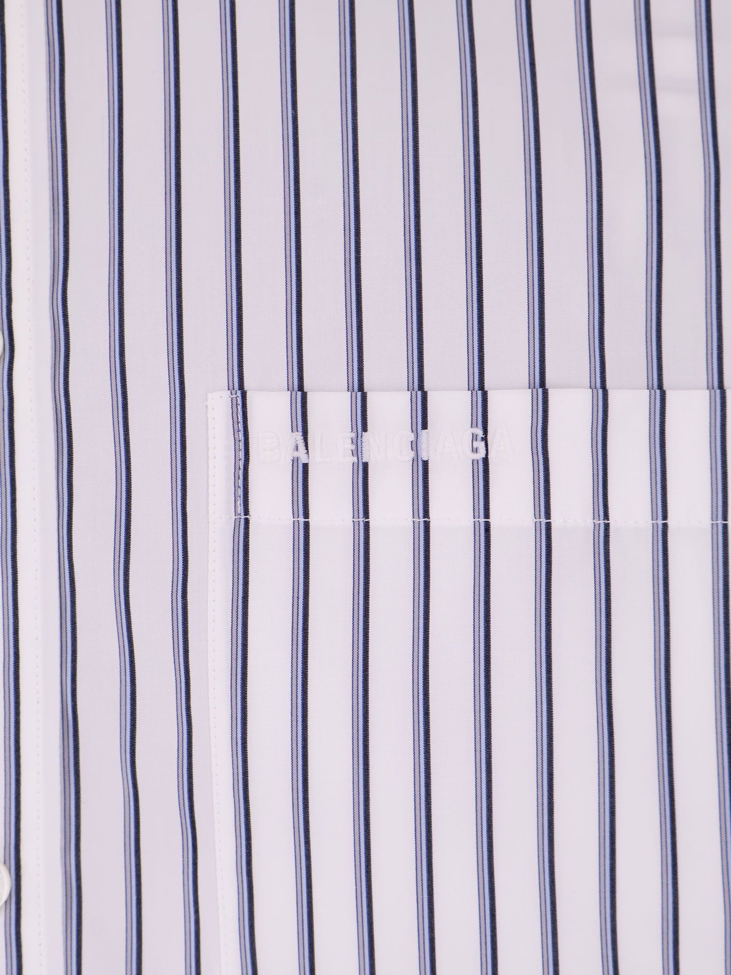 Balenciaga Tucked Sleeve Striped Cotton women Shirt White