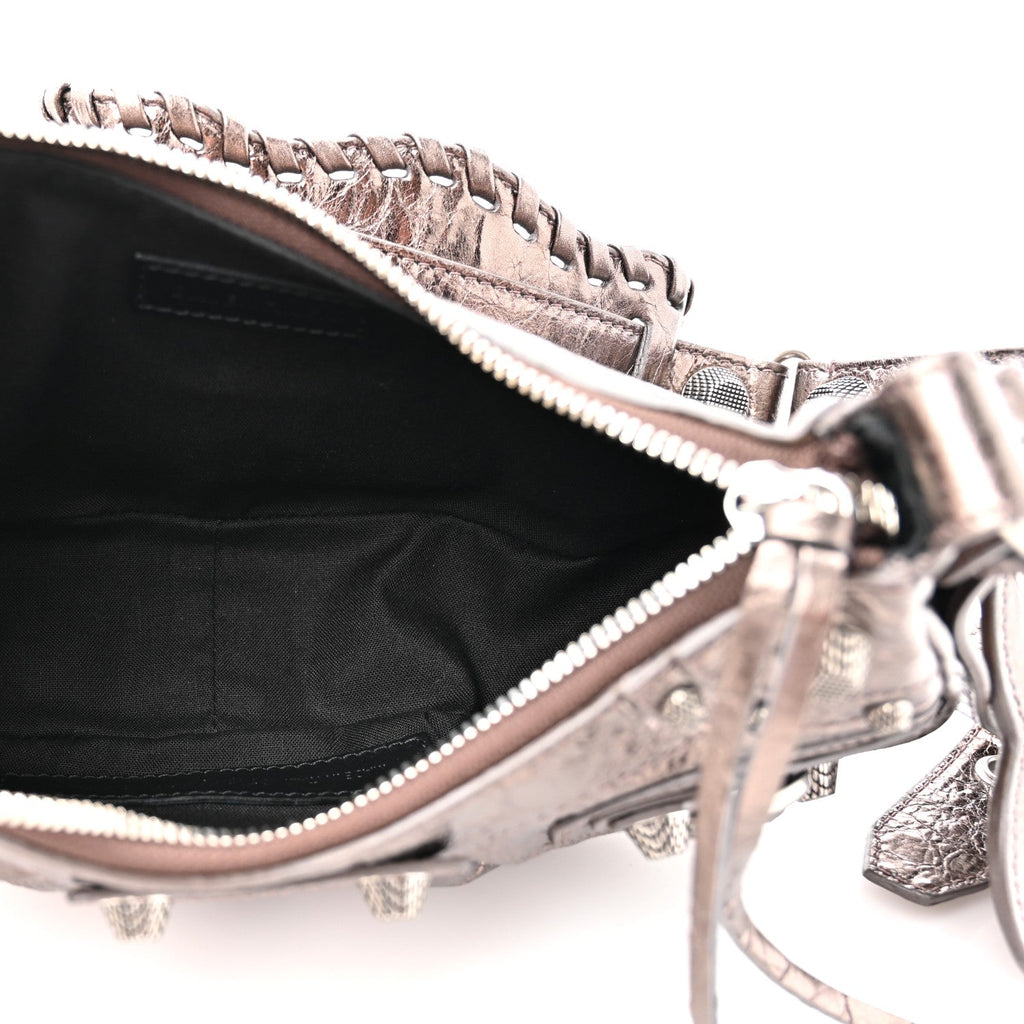 Metallic Agneau Arena Le Cagole Shoulder Bag XS Dark Bronze