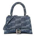 Denim BB Monogram Small Hourglass Top Handle Bag Blue