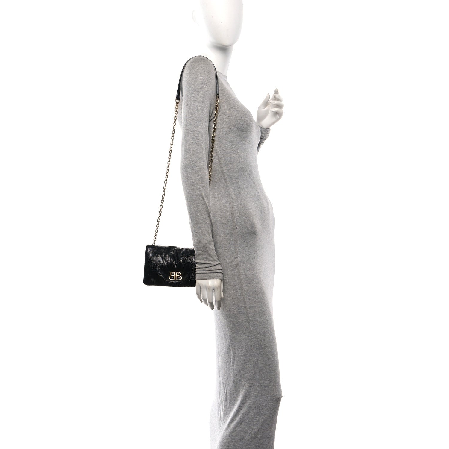 Arena Puffy Monaco Chain Shoulder Bag Black