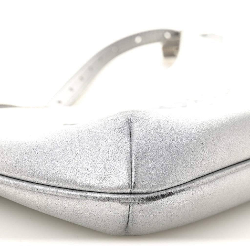 Metallic Calfskin Mary Kate Shoulder Bag Silver