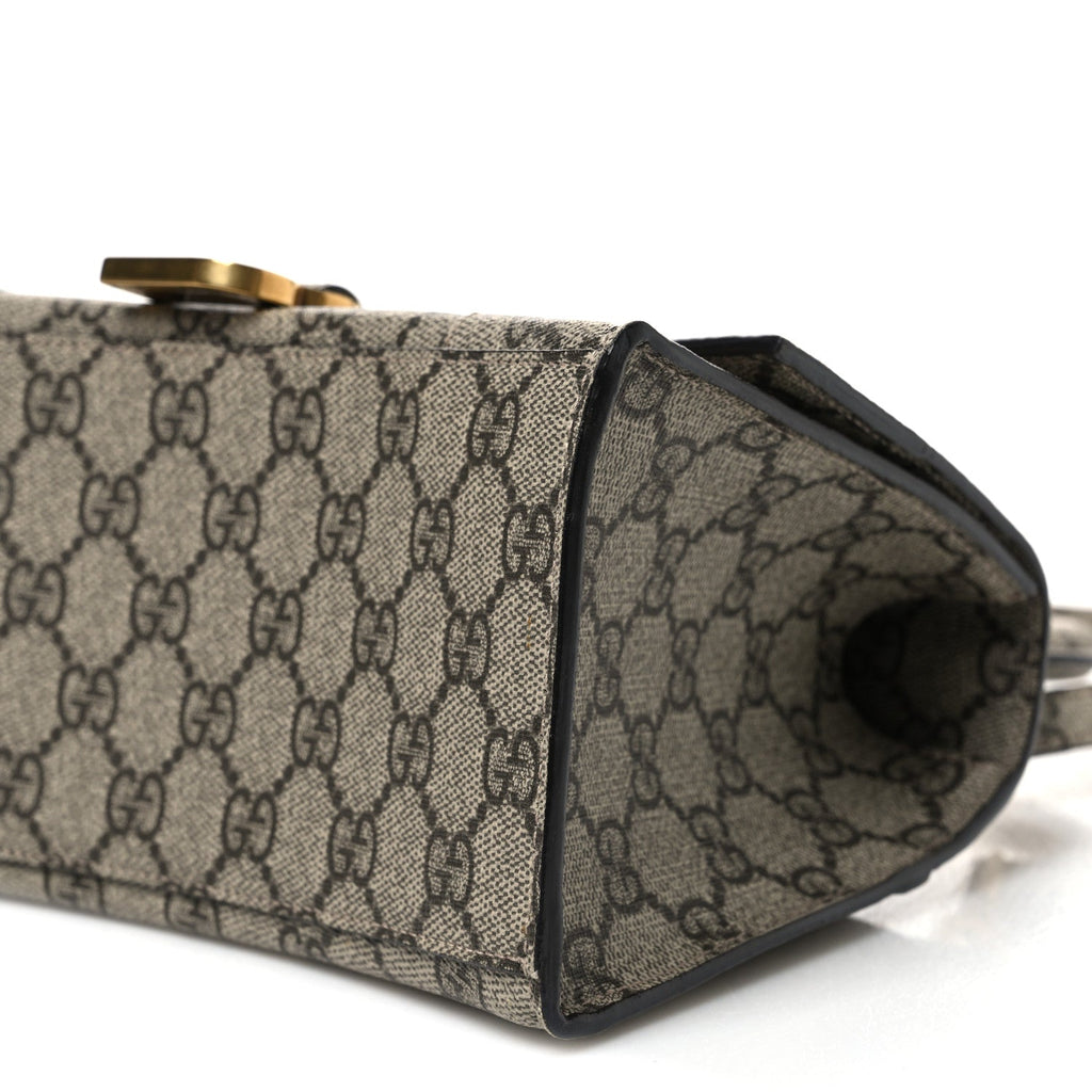 X GUCCI GG Supreme Monogram Small Hourglass Top Handle Bag Beige Ebony
