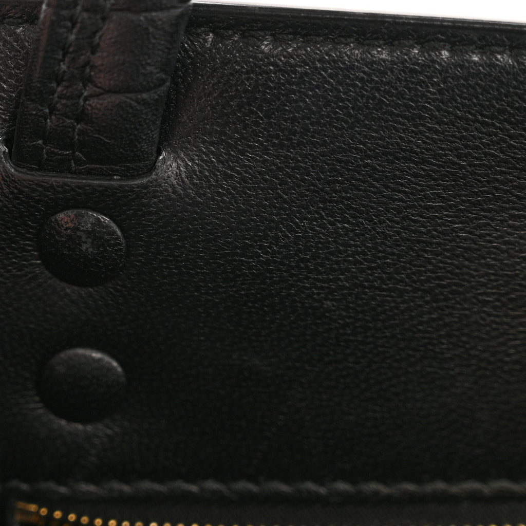 Calfskin Crocodile Embossed Medium Sharp Tote Black