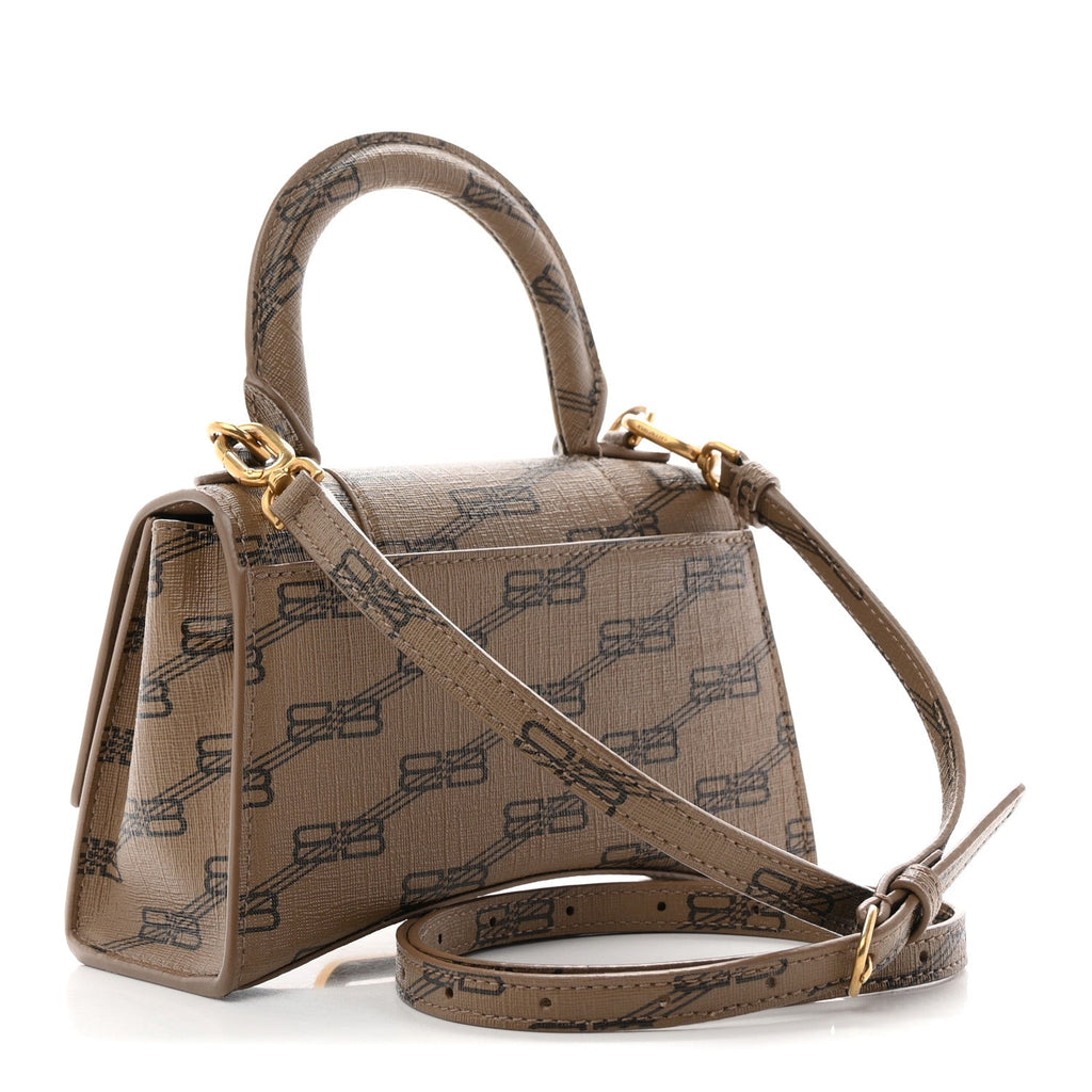 Coated Canvas BB Monogram Hourglass Top Handle Bag XS Beige Brown