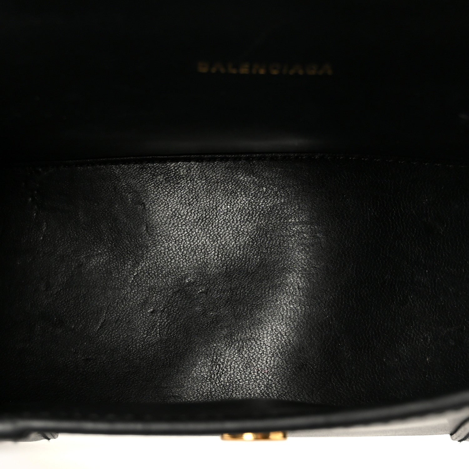 Shiny Box Calfskin Hourglass Top Handle Bag XS Black Black