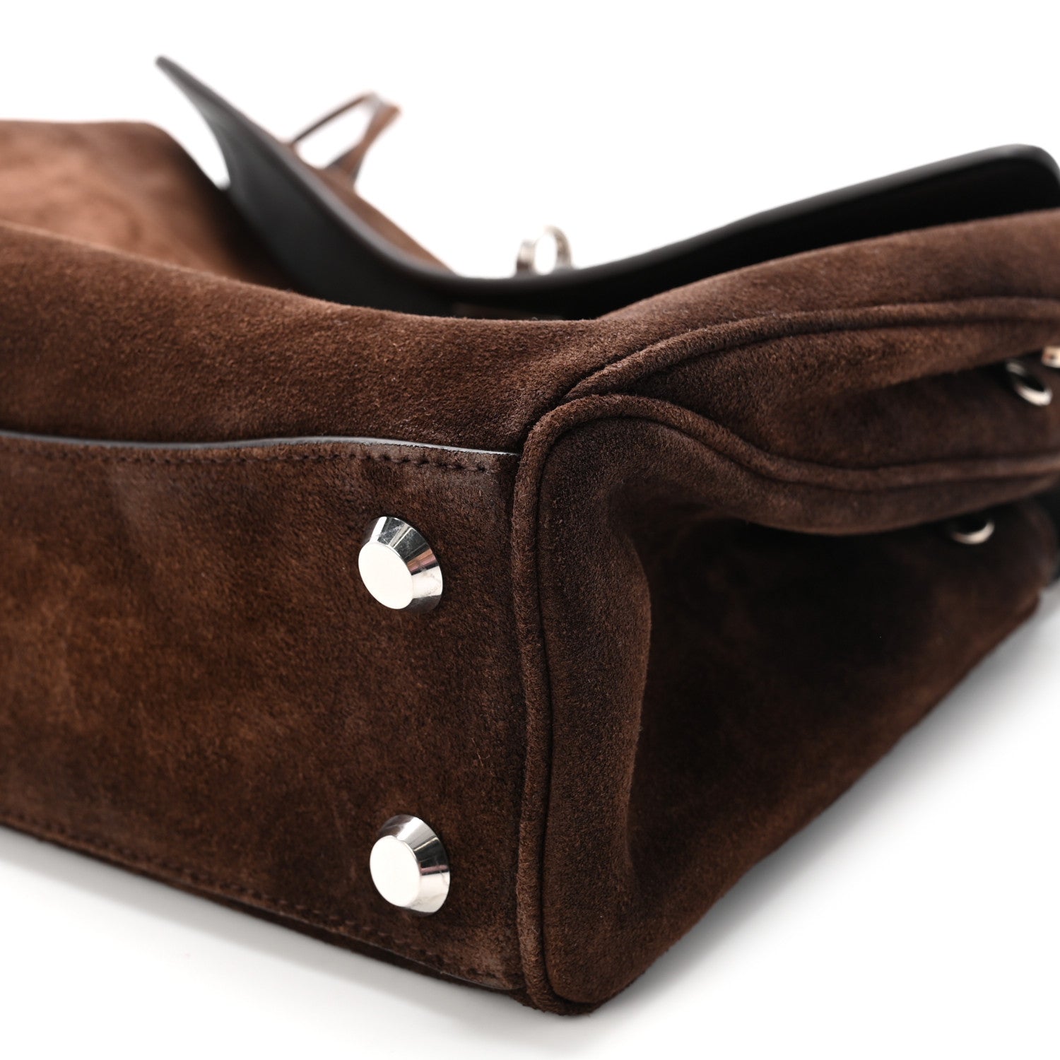 Waxed Suede Small Rodeo Top Handle Handbag Light Espresso