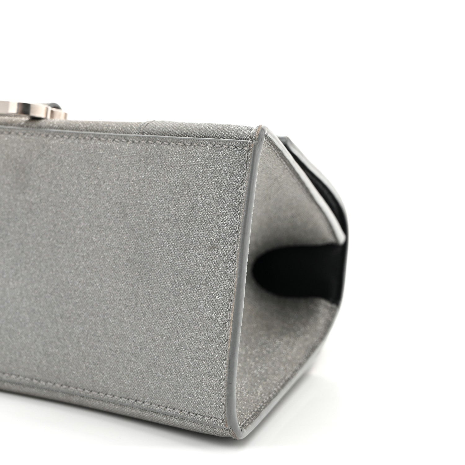 Glitter Fabric Small Hourglass Top Handle Bag Grey