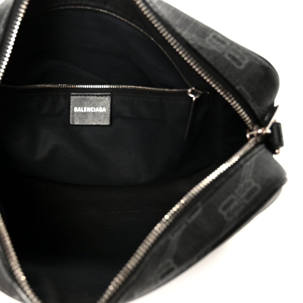 Coated Canvas BB Monogram Medium Signature Camera Bag Black Grey