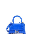 Hourglass Top Handle Bag Crocodile Embossed Leather XS