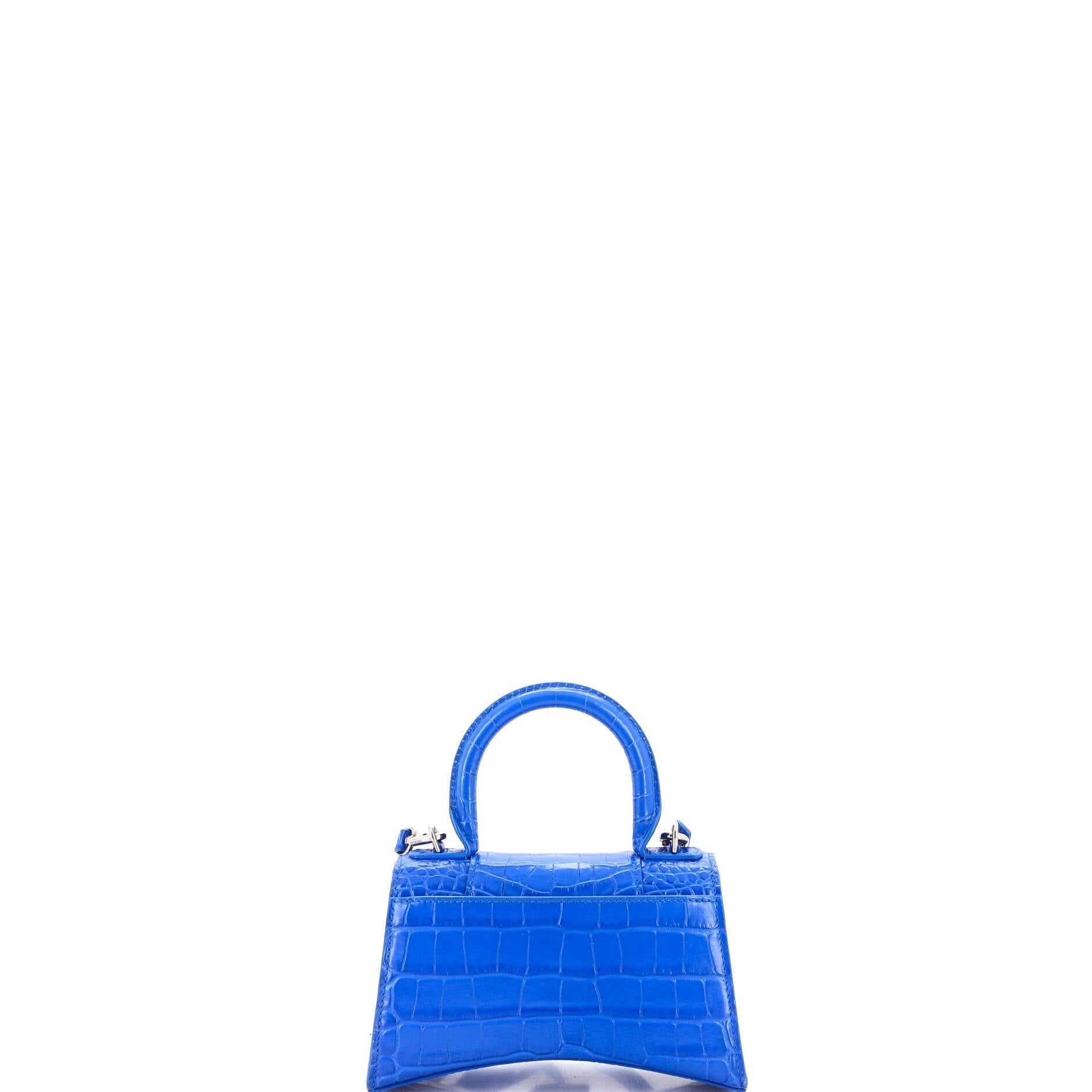 Hourglass Top Handle Bag Crocodile Embossed Leather XS