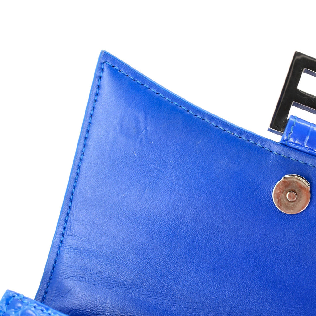 Hourglass Top Handle Bag Crocodile Embossed Leather XS