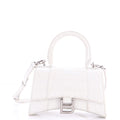 Hourglass Top Handle Bag Crocodile Embossed Leather XS