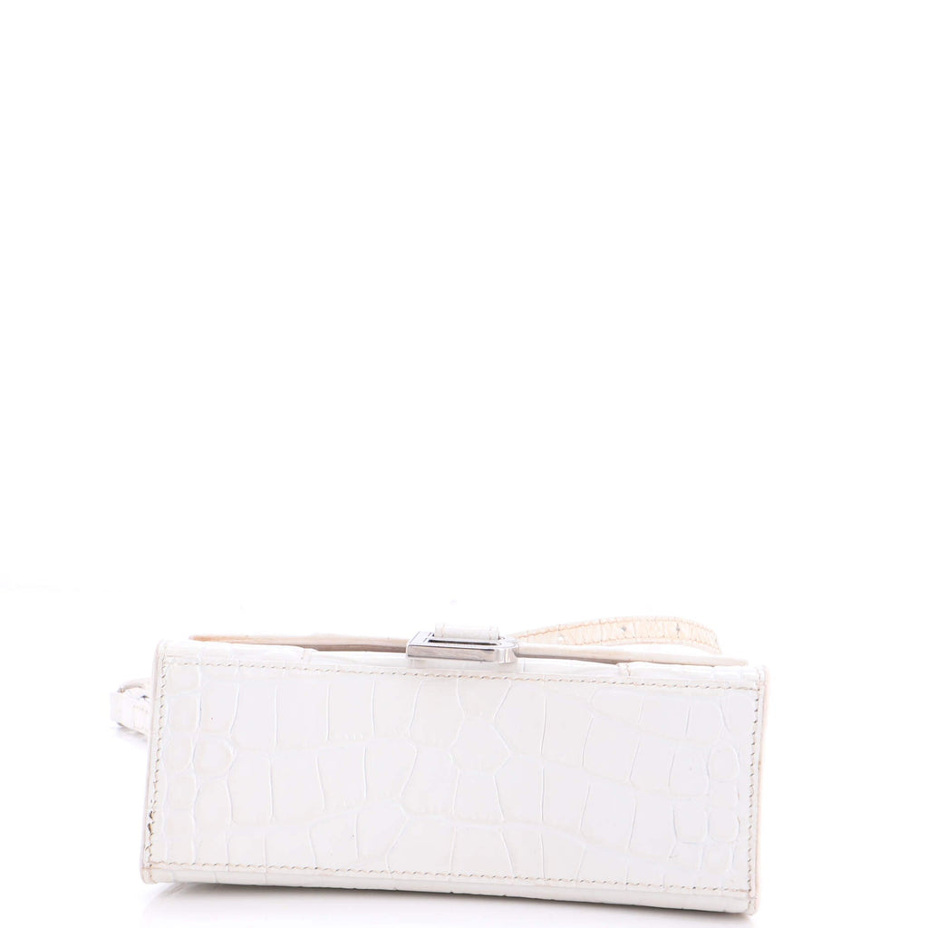 Hourglass Top Handle Bag Crocodile Embossed Leather XS