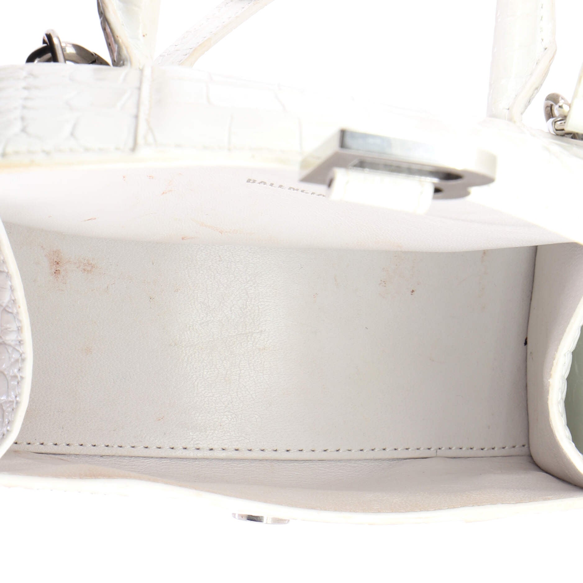 Hourglass Top Handle Bag Crocodile Embossed Leather XS