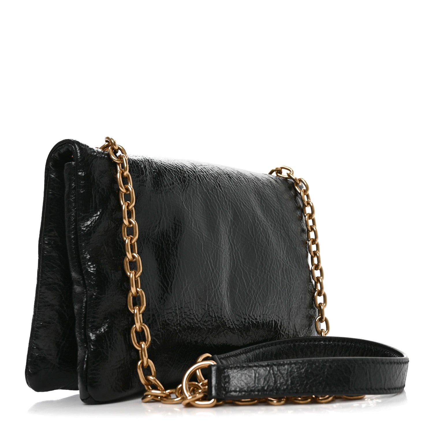 Arena Calfskin Puffy Monaco Chain Shoulder Bag  Black