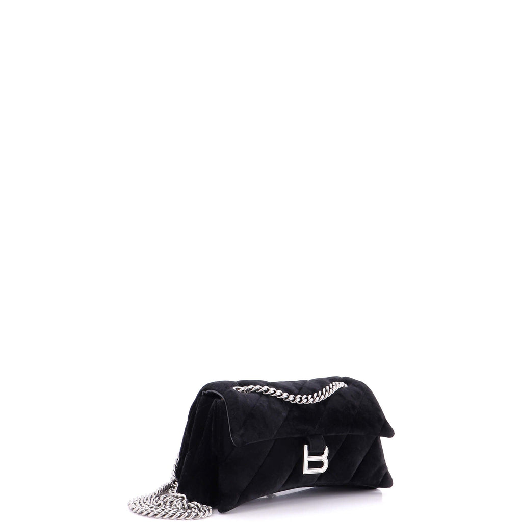 Crush Chain Flap Bag Quilted Velvet Small