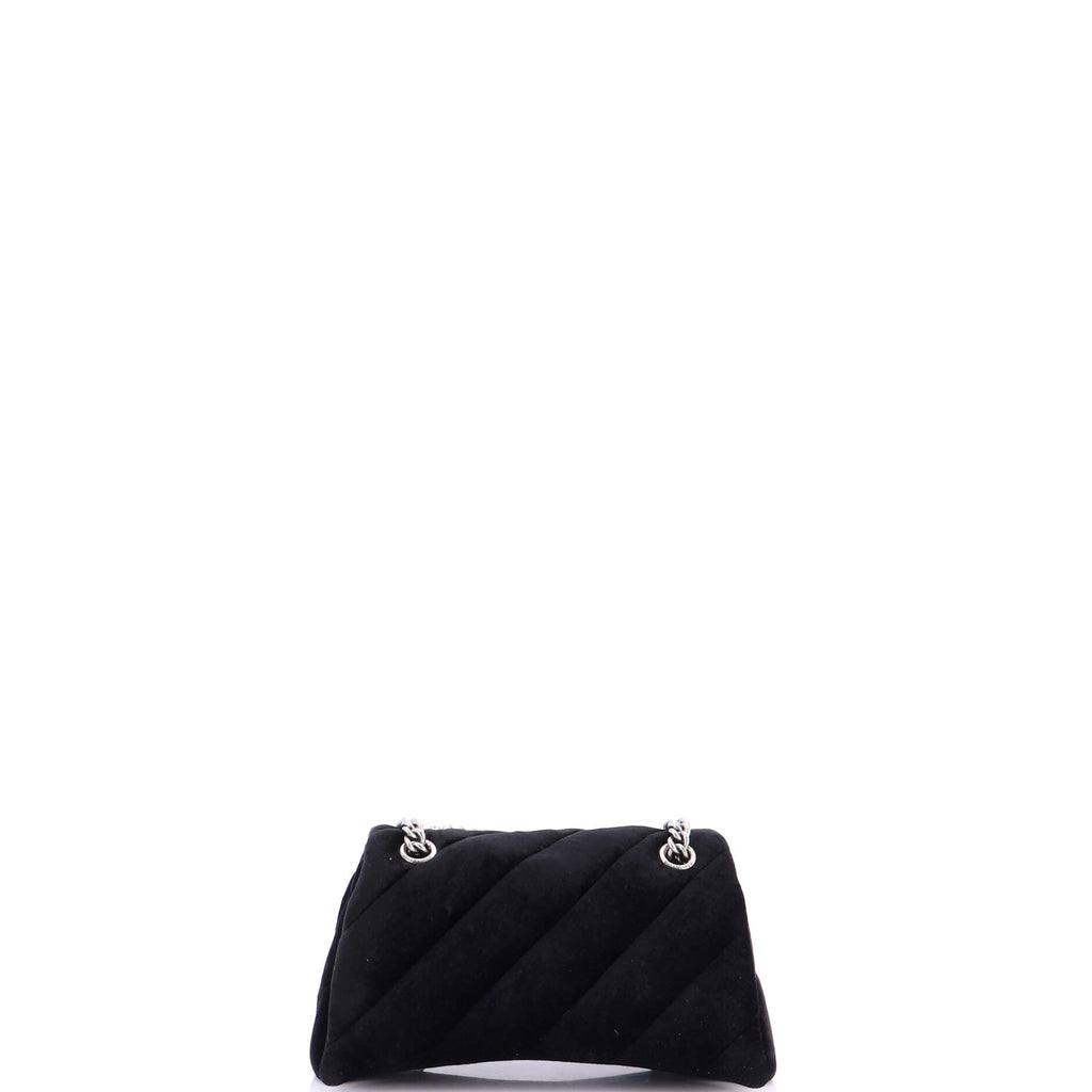 Crush Chain Flap Bag Quilted Velvet Small
