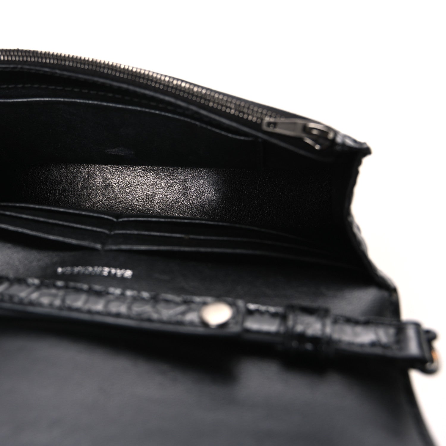 Shiny Calfskin Monochrome Crocodile Embossed Hourglass Chain Bag Black
