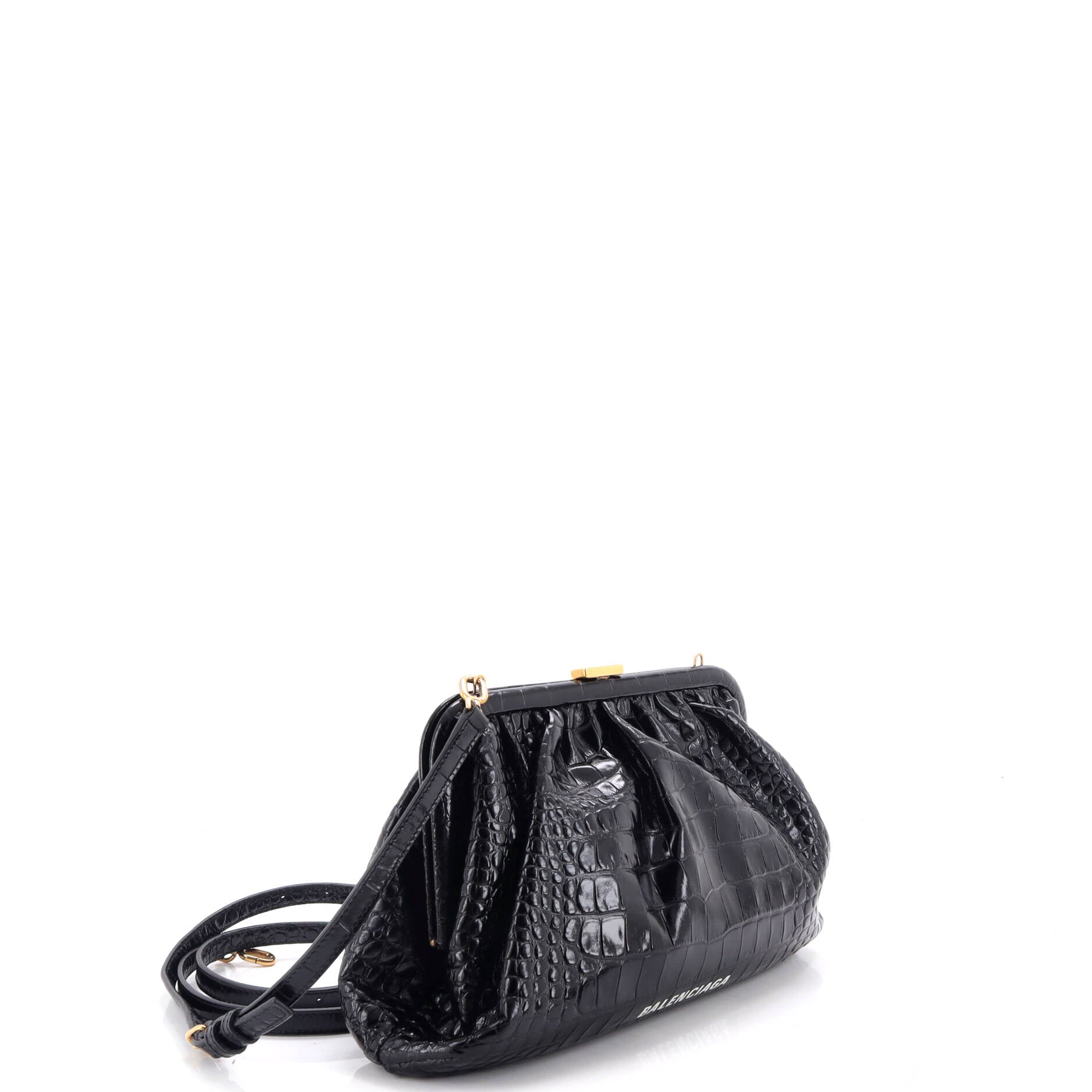 Cloud Clutch Crocodile Embossed Leather Large