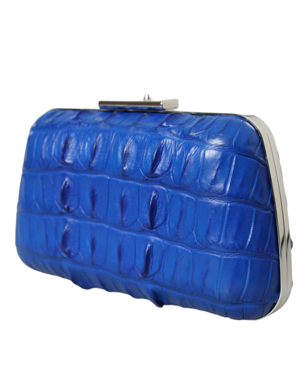 Blue Electrique Exotic Skin Shoulder Box Clutch