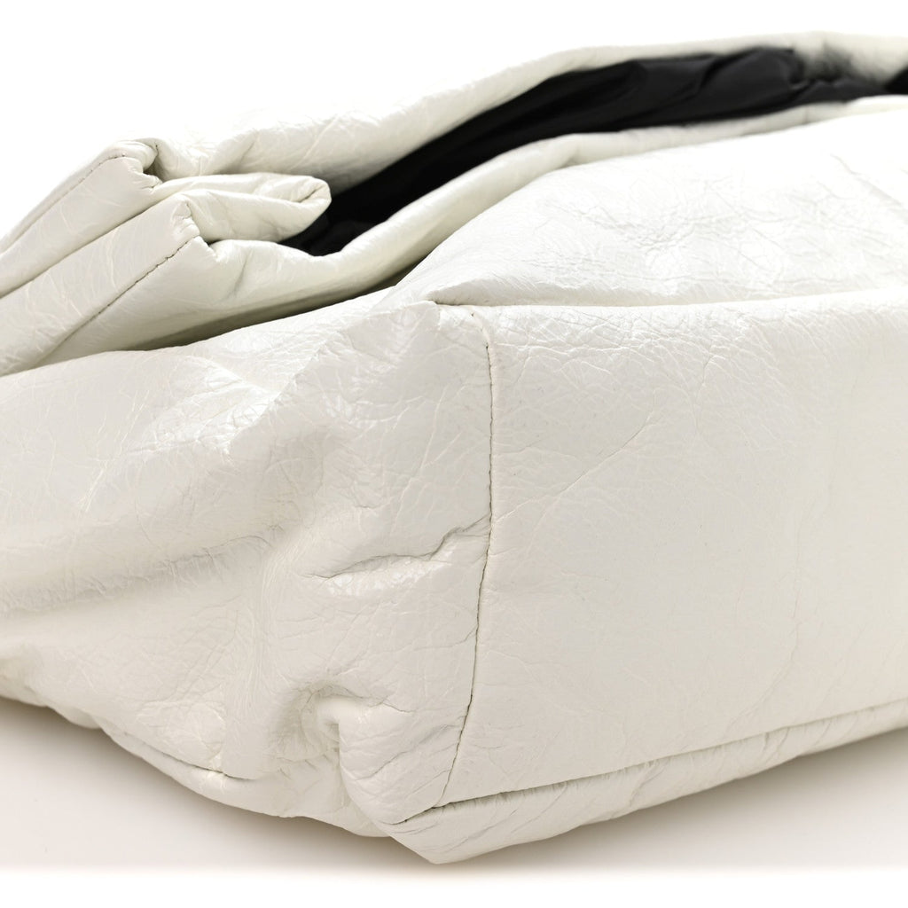 Arena Calfskin Nylon Medium Monaco Chain Shoulder Bag Optic White