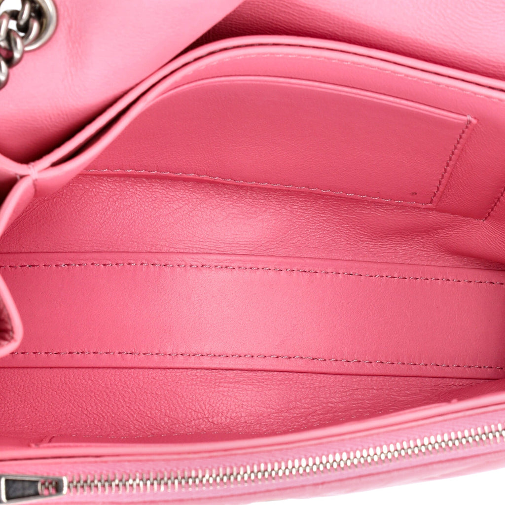 Crush Chain Flap Bag Quilted Crushed Calfskin Small