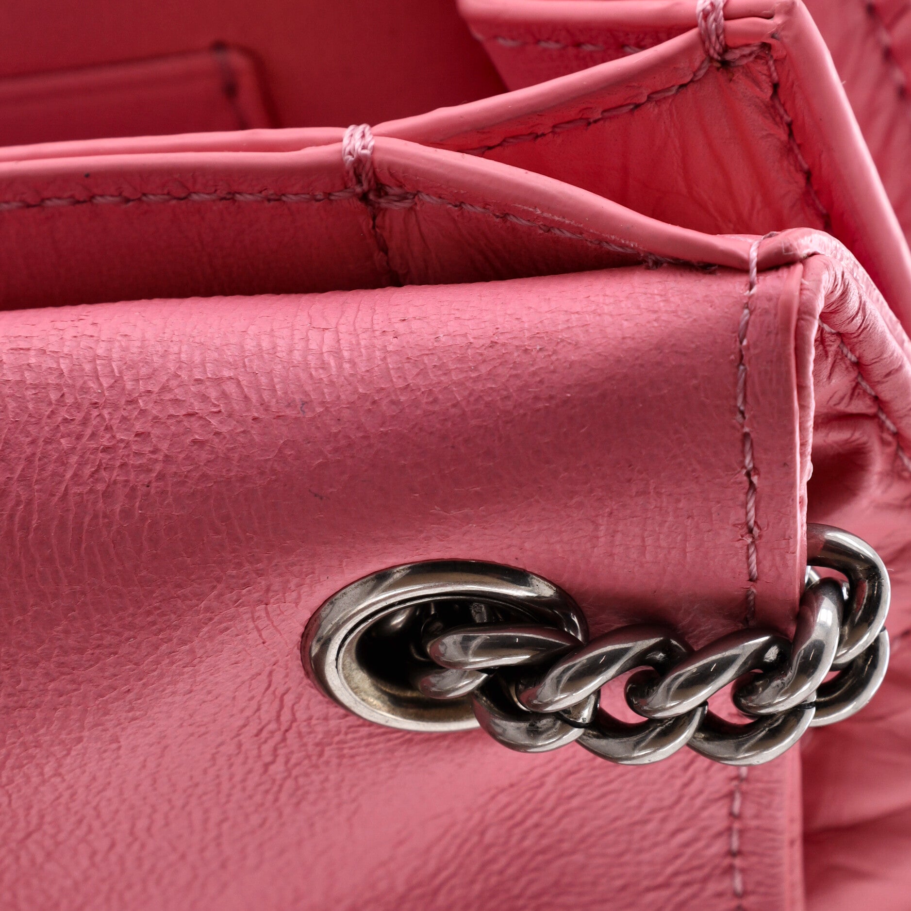 Crush Chain Flap Bag Quilted Crushed Calfskin Small