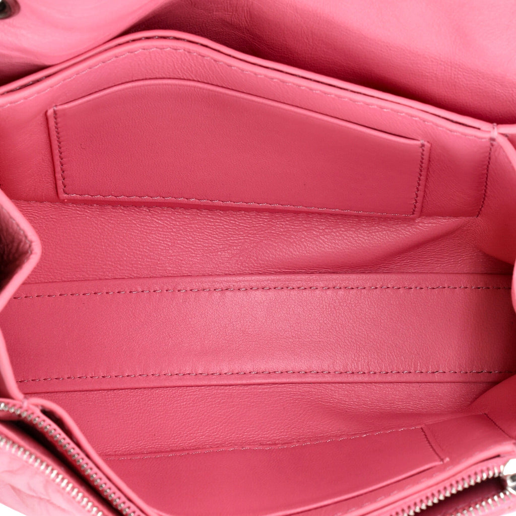 Crush Chain Flap Bag Quilted Crushed Calfskin Small