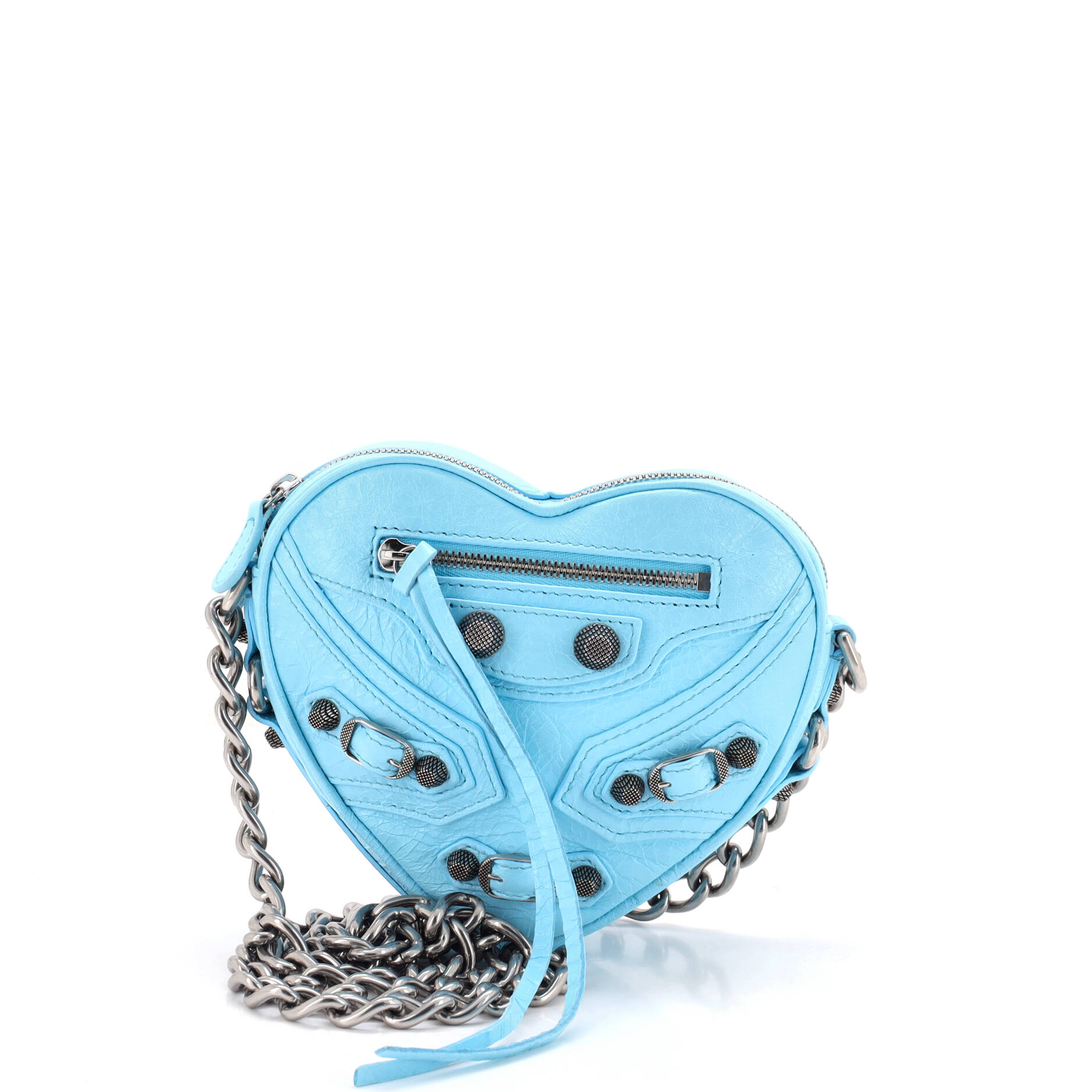 Le Cagole Giant Studs Heart Chain Bag Leather Mini