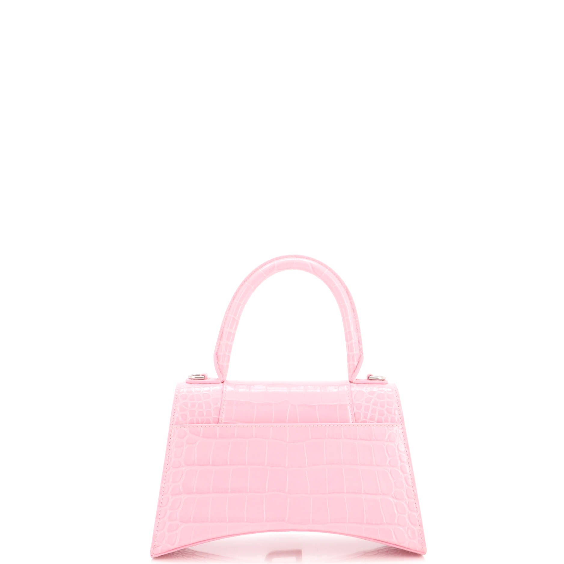 Hourglass Top Handle Bag Crocodile Embossed Leather Small