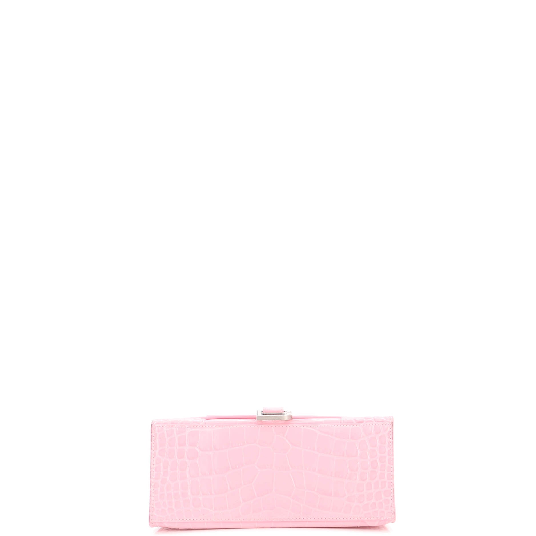 Hourglass Top Handle Bag Crocodile Embossed Leather Small
