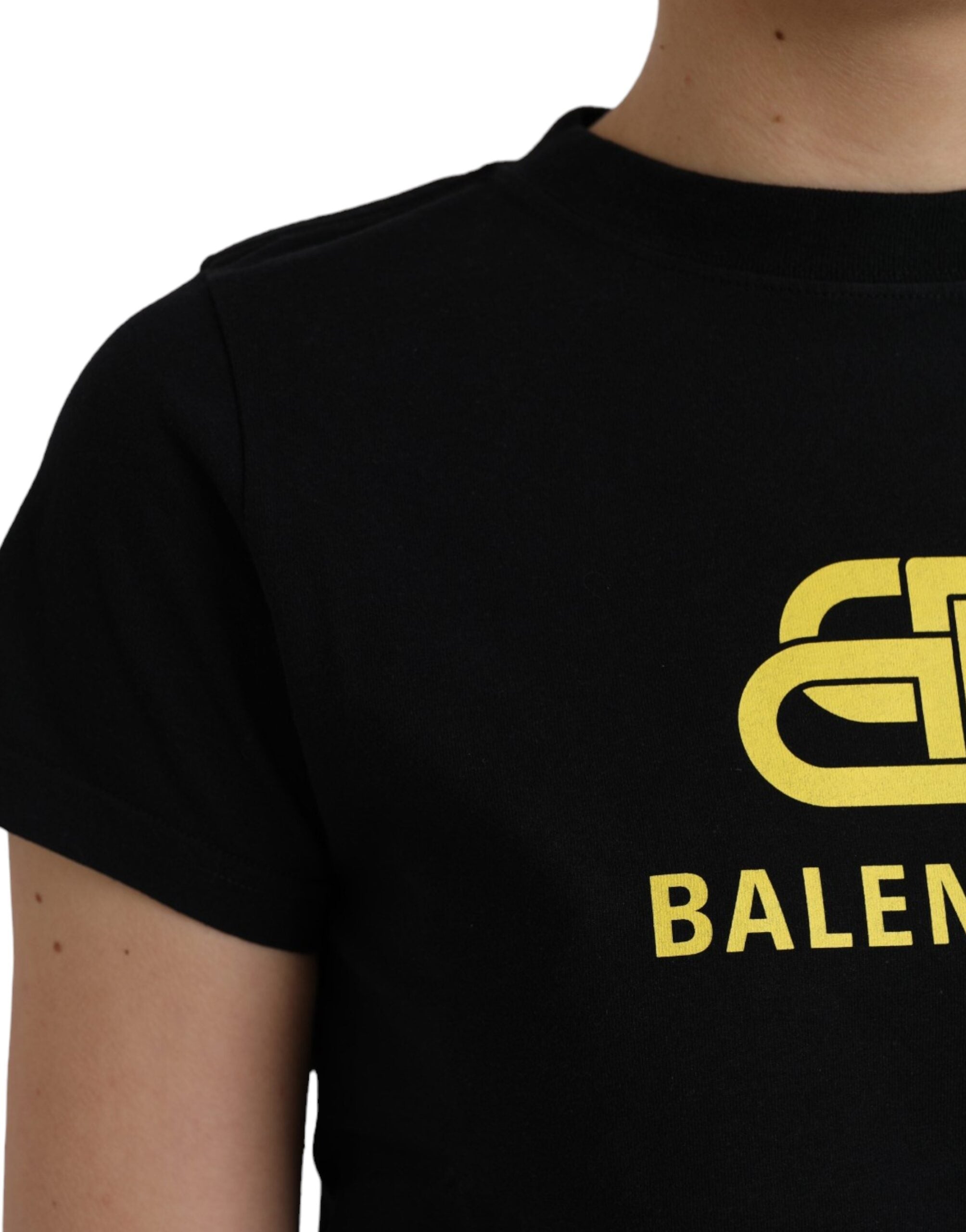Balenciaga Black Cotton Logo Print Crew Neck Short Sleeves women T-shirt