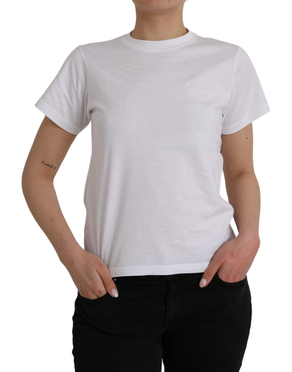 Balenciaga White Cotton Crew Neck Short Sleeves women T-shirt