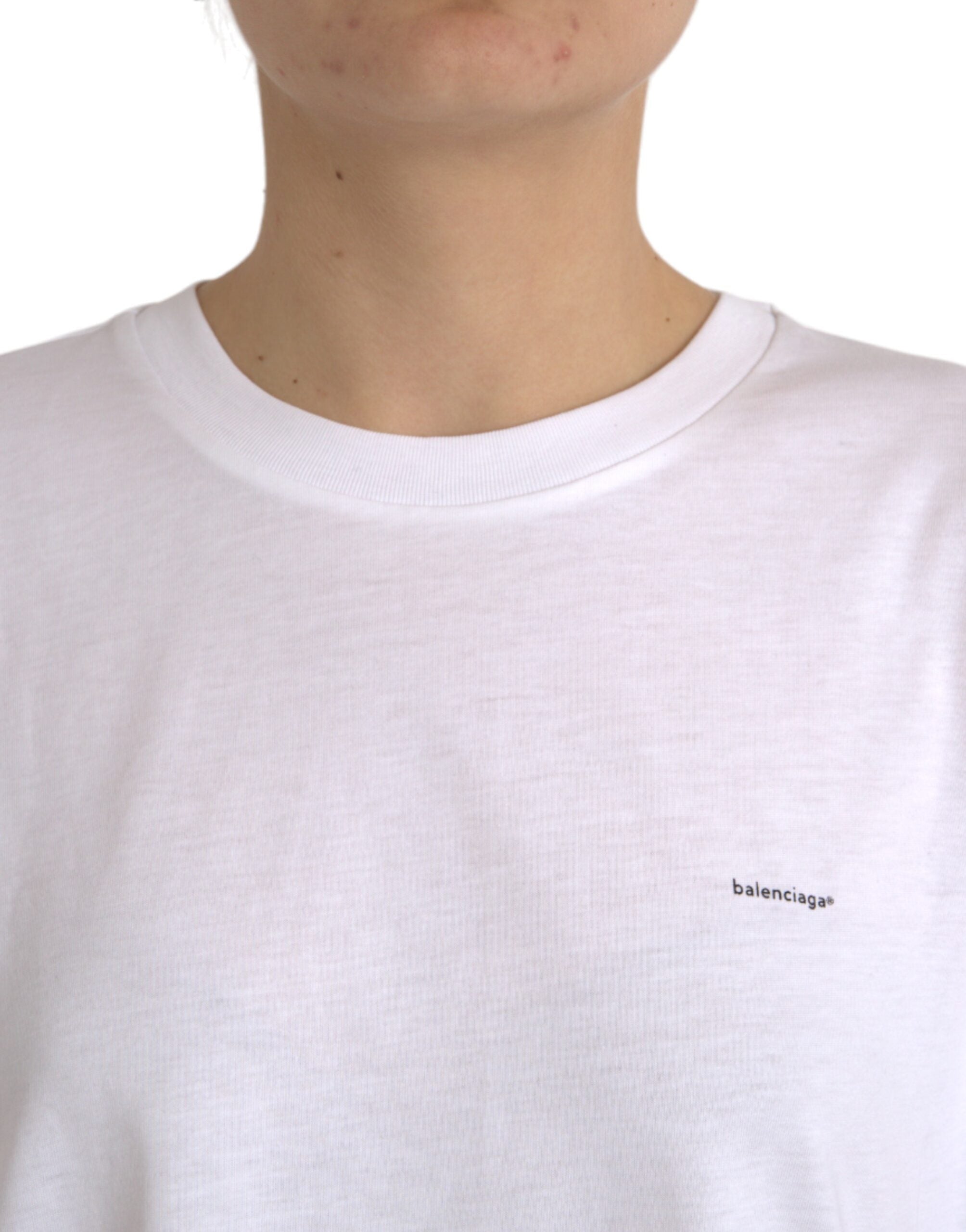 Balenciaga White Cotton Crew Neck Short Sleeves Women's T-shirt (Pre-Owned)