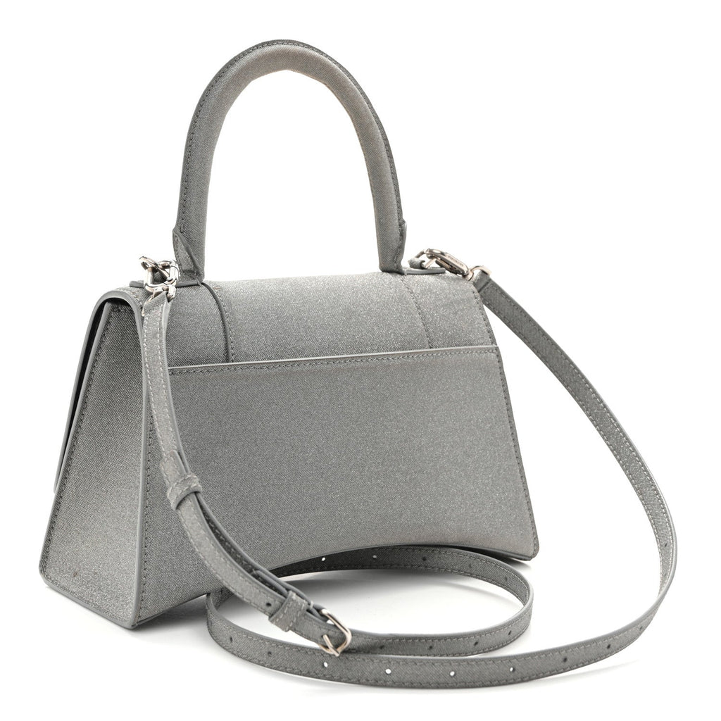 Glitter Fabric Small Hourglass Top Handle Bag Grey