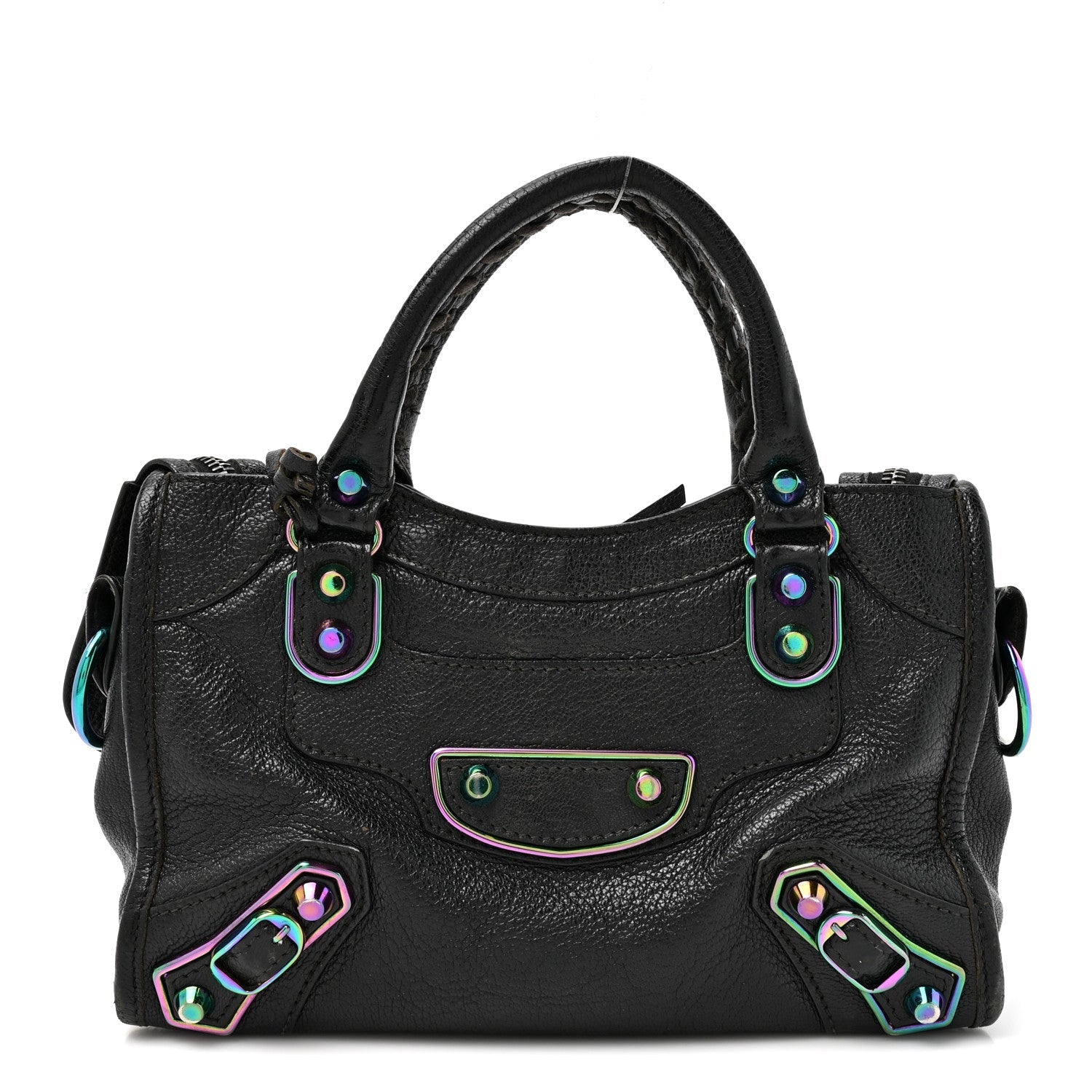 Chevre Gold Metallic Edge Hardware Mini City Black
