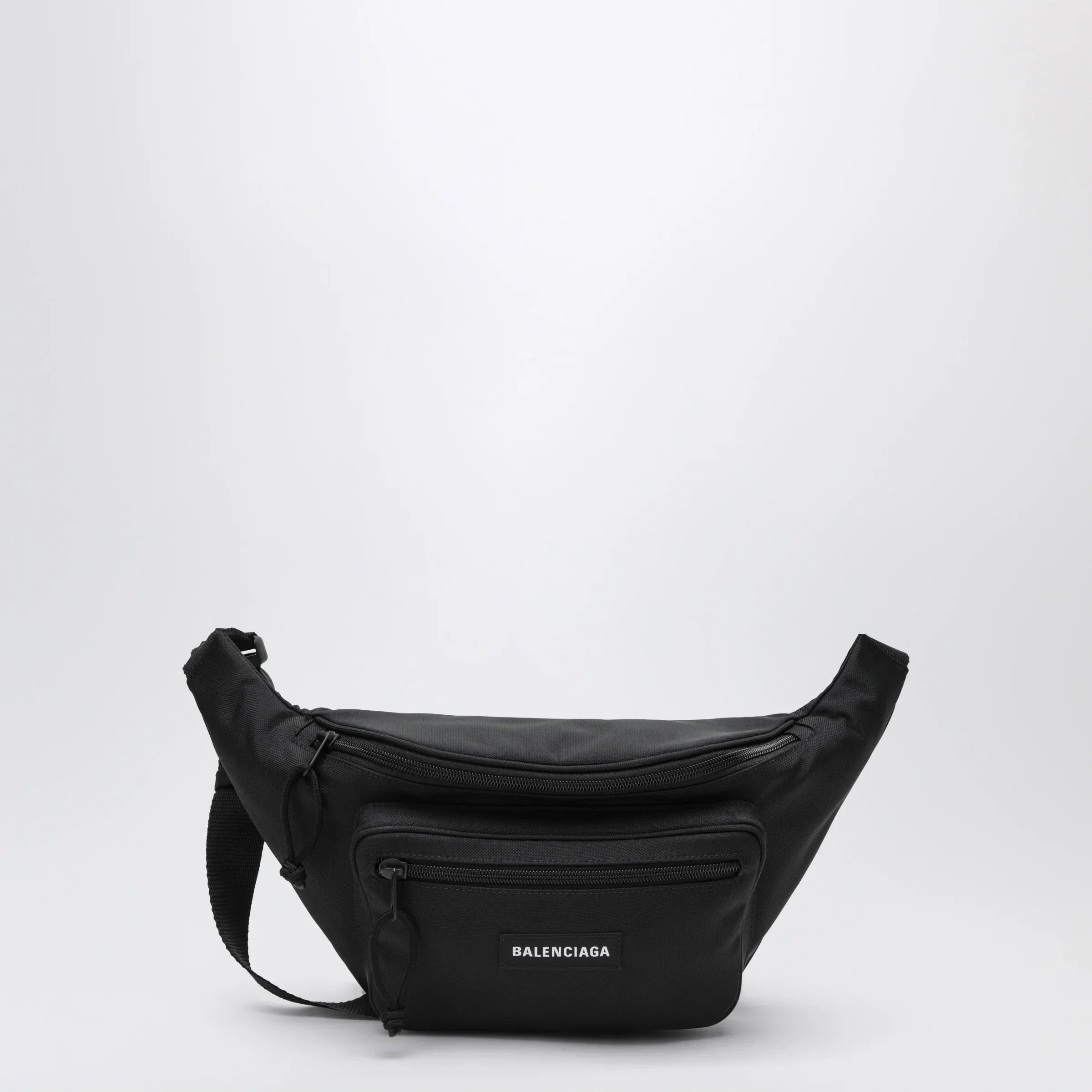 Balenciaga - Explorer black nylon belt bag with logo