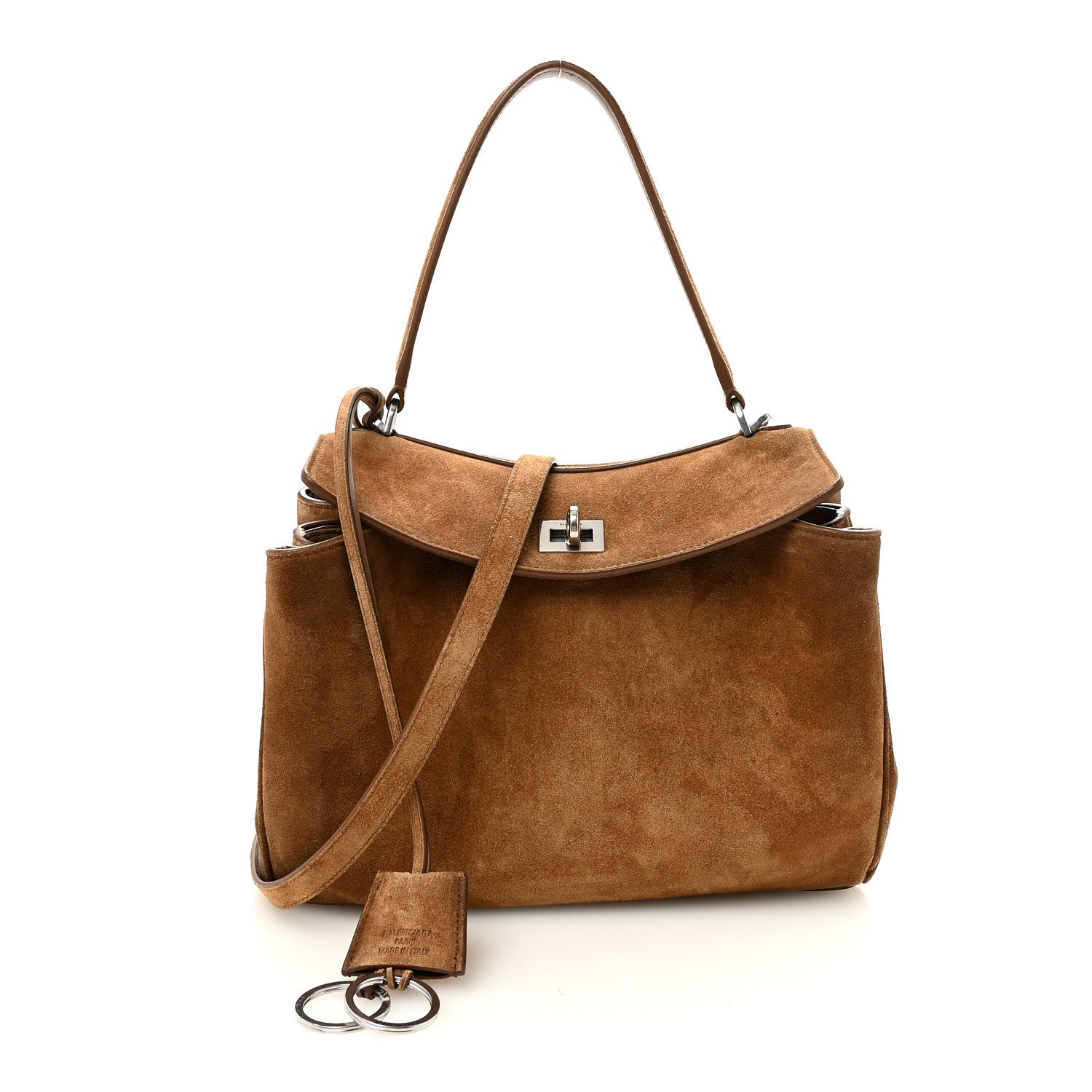 Waxed Suede Small Rodeo Top Handle Handbag Camel