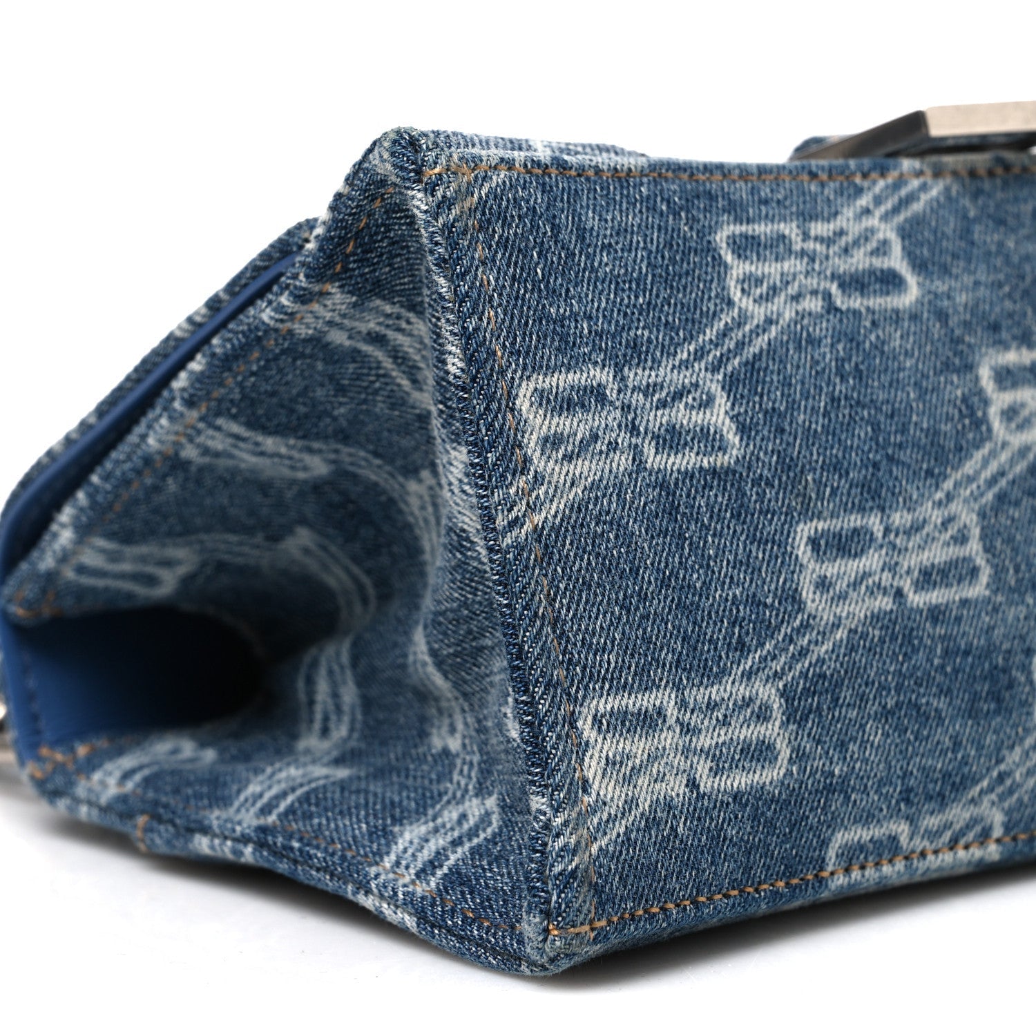 Denim BB Monogram Small Hourglass Top Handle Bag Blue
