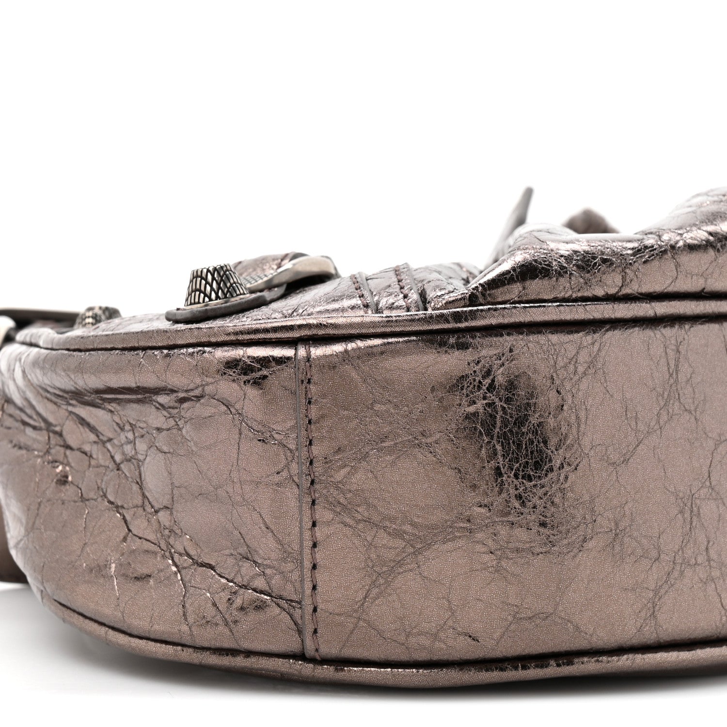 Metallic Agneau Arena Le Cagole Shoulder Bag XS Dark Bronze