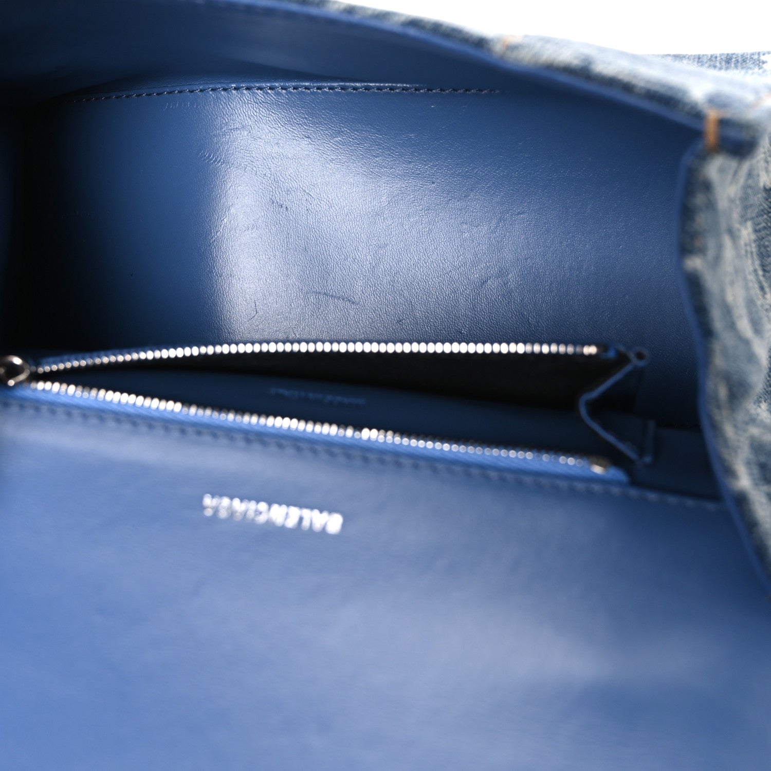 Denim BB Monogram Small Hourglass Top Handle Bag Blue