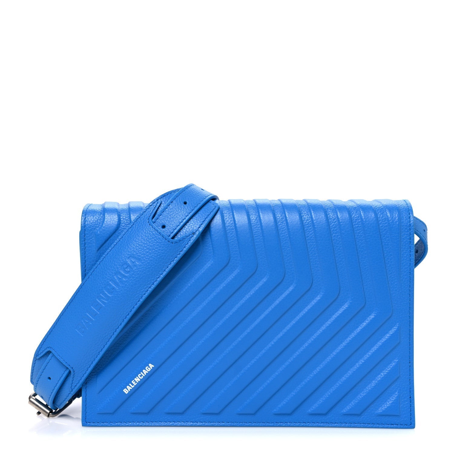 Grained Calfskin Embossed Car Flap Bag Petroleum Blue