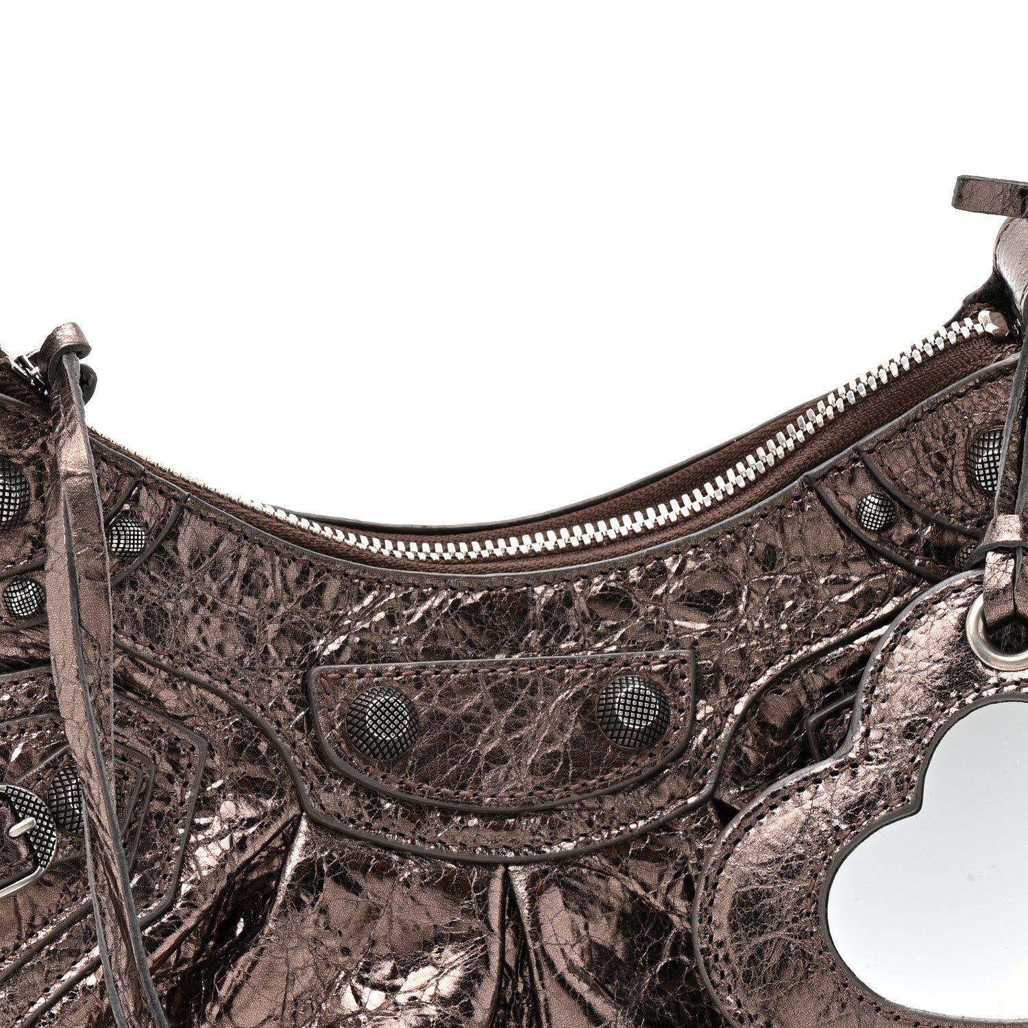 Metallic Agneau Arena Le Cagole Shoulder Bag XS Dark Bronze